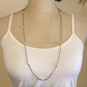 Vintage 80s beaded gold tone chain necklace